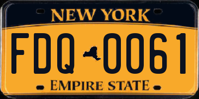 NY license plate FDQ0061