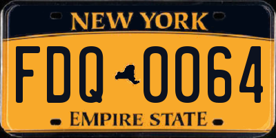 NY license plate FDQ0064