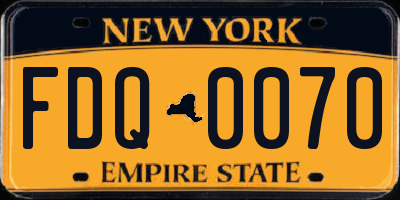 NY license plate FDQ0070