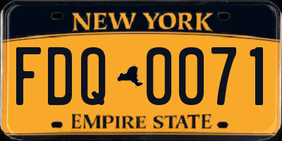NY license plate FDQ0071