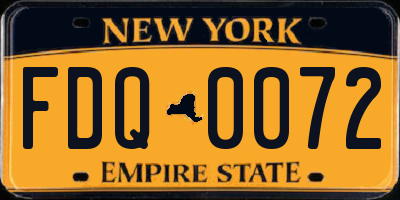 NY license plate FDQ0072