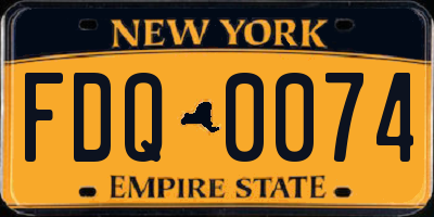 NY license plate FDQ0074