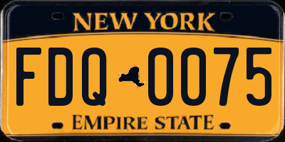 NY license plate FDQ0075