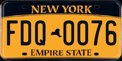 NY license plate FDQ0076