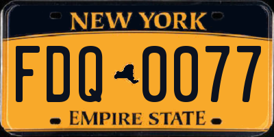 NY license plate FDQ0077