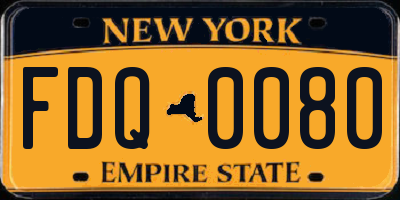 NY license plate FDQ0080