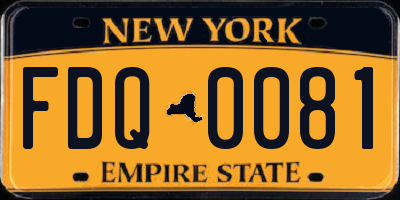 NY license plate FDQ0081