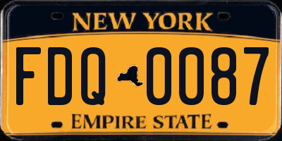 NY license plate FDQ0087