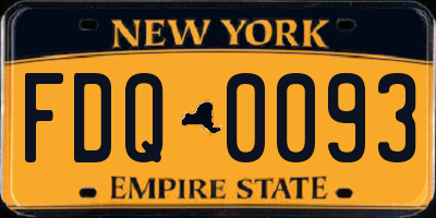 NY license plate FDQ0093