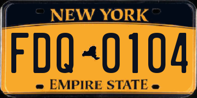 NY license plate FDQ0104