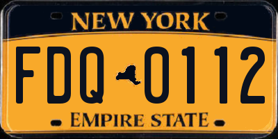 NY license plate FDQ0112
