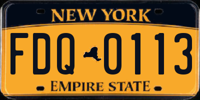 NY license plate FDQ0113