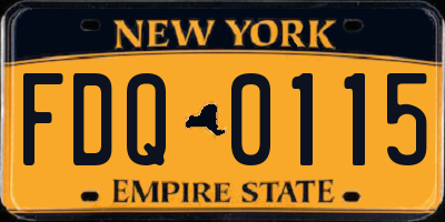 NY license plate FDQ0115