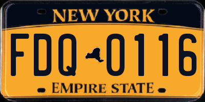 NY license plate FDQ0116