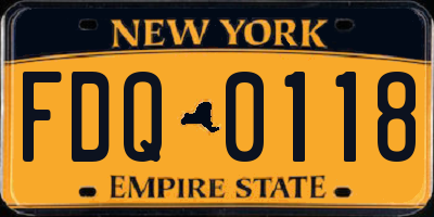 NY license plate FDQ0118