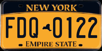 NY license plate FDQ0122