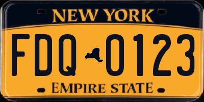 NY license plate FDQ0123