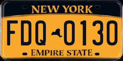 NY license plate FDQ0130