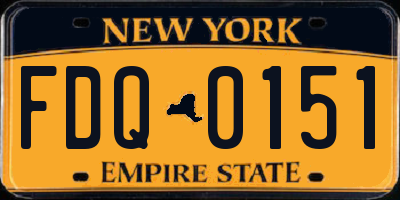 NY license plate FDQ0151