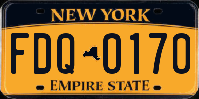 NY license plate FDQ0170