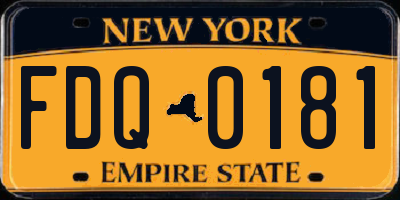 NY license plate FDQ0181