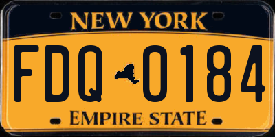 NY license plate FDQ0184