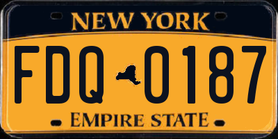 NY license plate FDQ0187