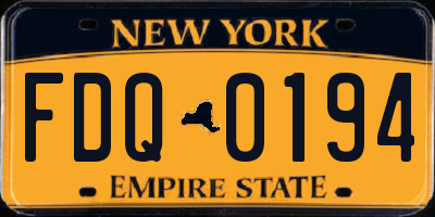NY license plate FDQ0194