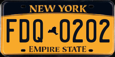 NY license plate FDQ0202