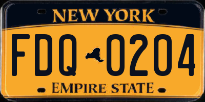 NY license plate FDQ0204