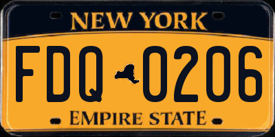 NY license plate FDQ0206