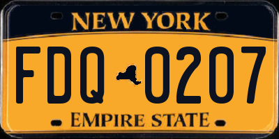 NY license plate FDQ0207