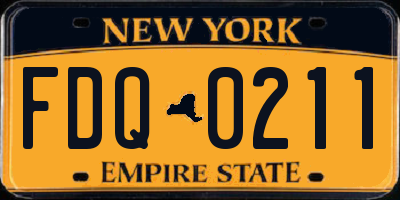 NY license plate FDQ0211