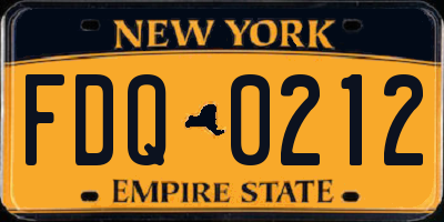 NY license plate FDQ0212