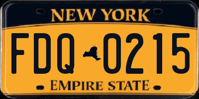 NY license plate FDQ0215