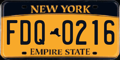 NY license plate FDQ0216