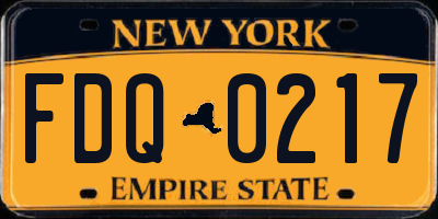 NY license plate FDQ0217