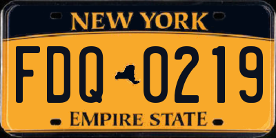 NY license plate FDQ0219