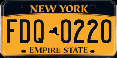 NY license plate FDQ0220