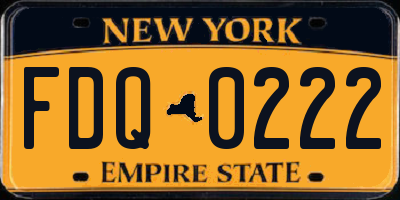 NY license plate FDQ0222