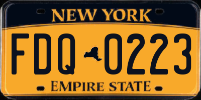 NY license plate FDQ0223