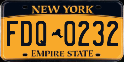 NY license plate FDQ0232