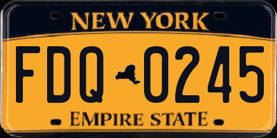 NY license plate FDQ0245