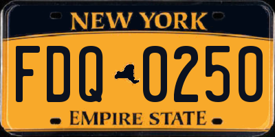 NY license plate FDQ0250