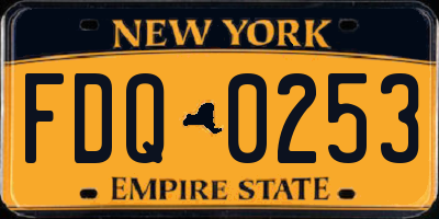 NY license plate FDQ0253