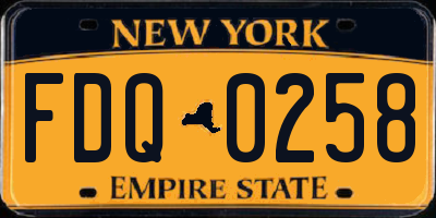 NY license plate FDQ0258