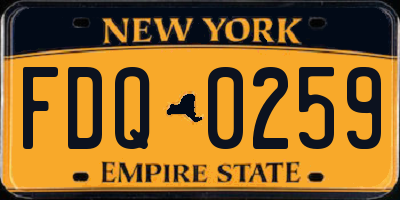 NY license plate FDQ0259