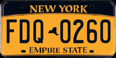 NY license plate FDQ0260