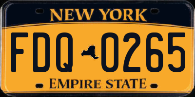 NY license plate FDQ0265