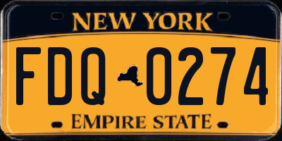 NY license plate FDQ0274